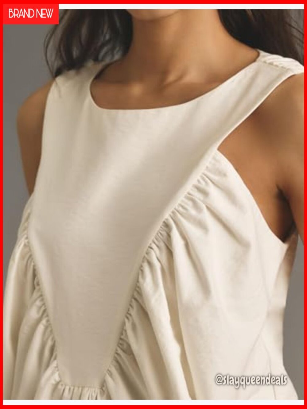 Peplum Babydoll Top Shirred Swing Tank Tops Pleated Flowy Loose Fit Ruffled Vest - Picture 4 of 7